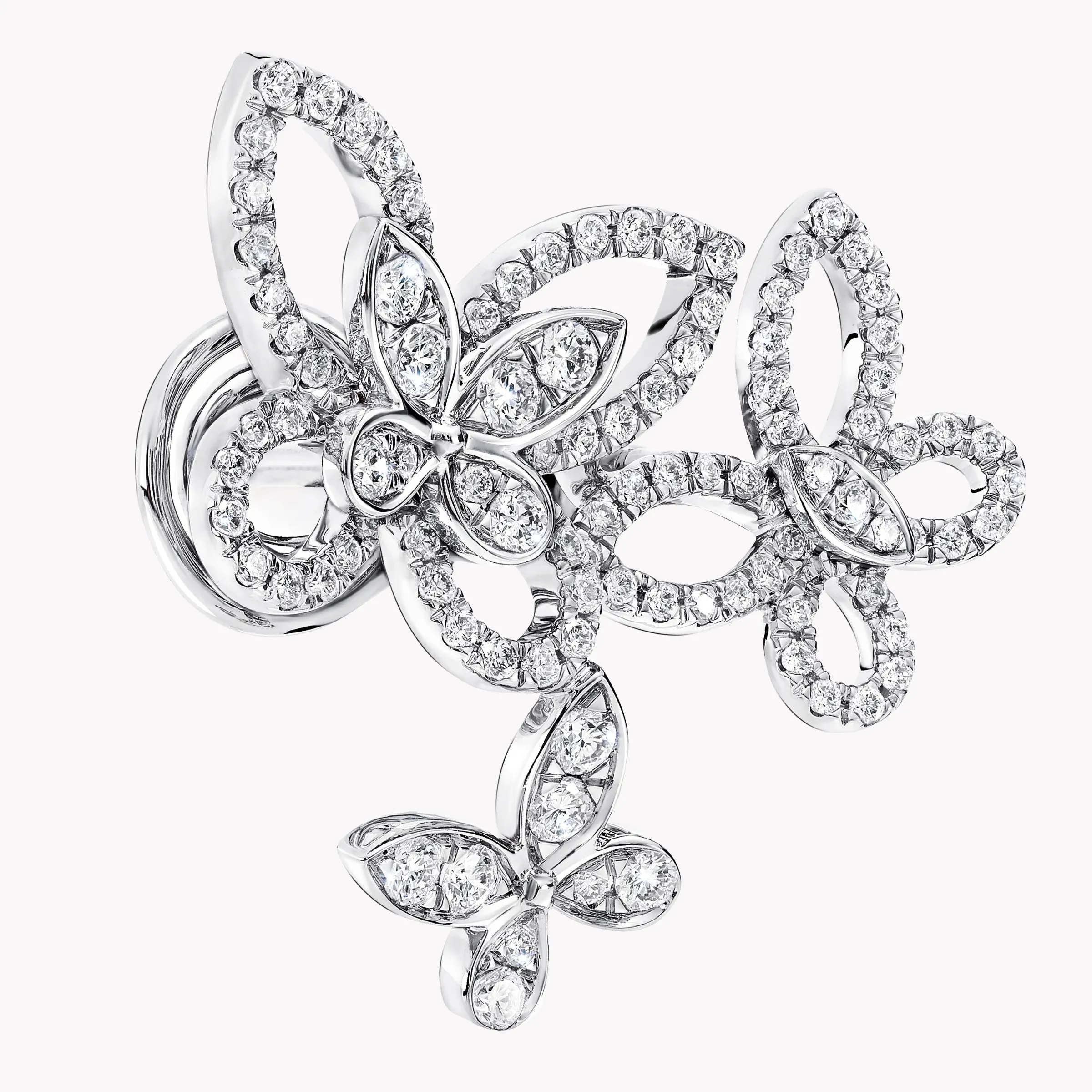 Graff Triple Butterfly Silhouette Diamond Earrings^ White Gold|Butterfly
