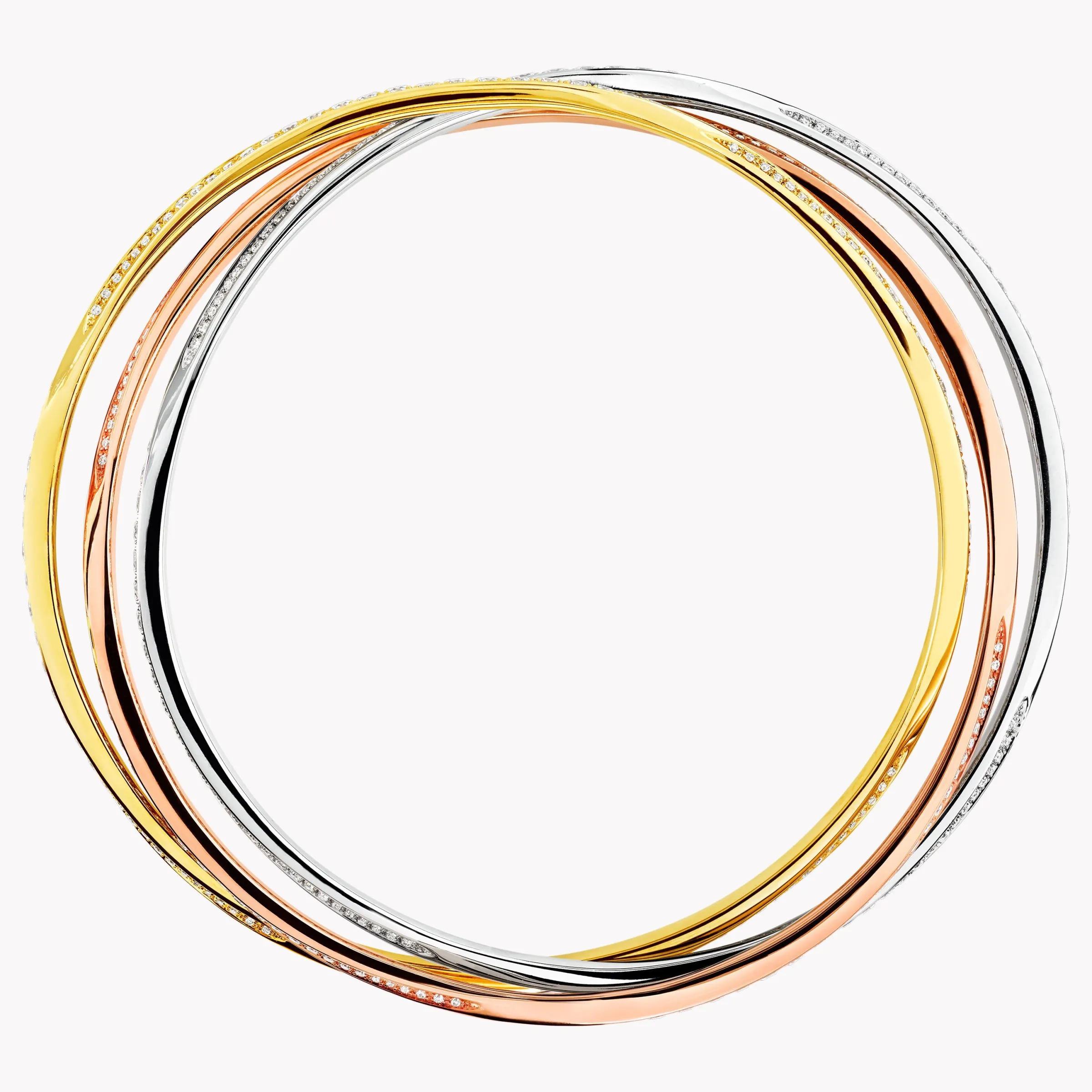 Graff Triple Spiral Pavé Diamond Bangle^ Yellow Gold|Spiral