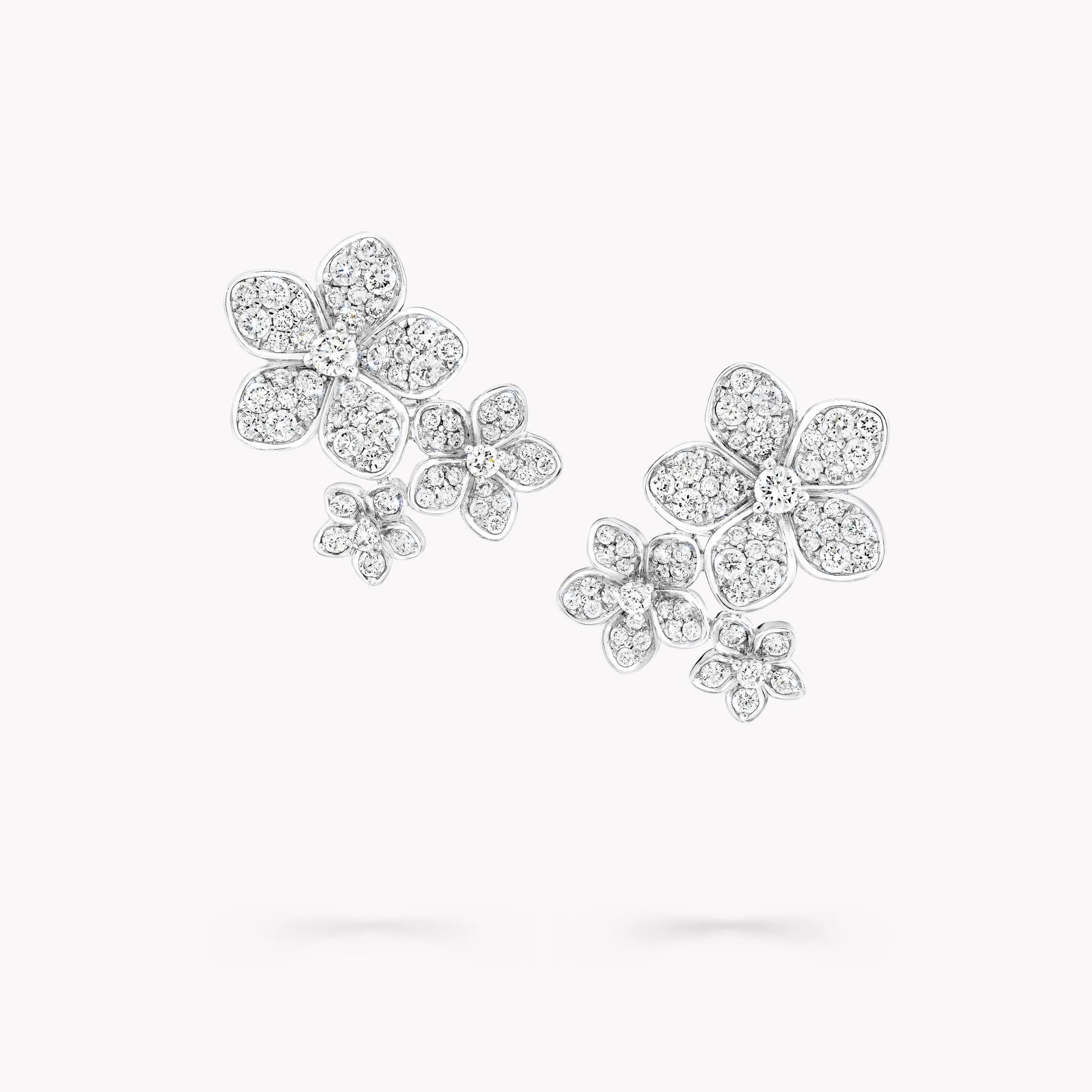 Graff Wild Flower Diamond Cluster Stud Earrings^ White Gold|Wild Flower