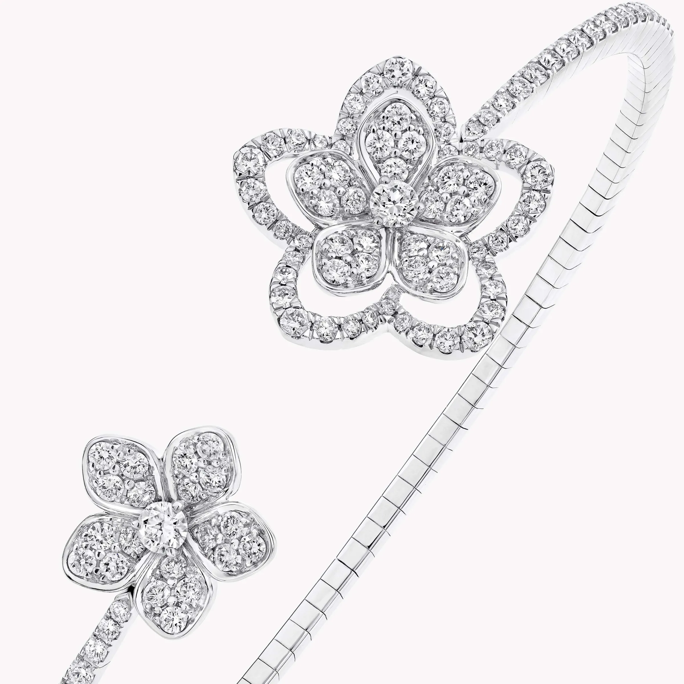 Graff Wild Flower Open Diamond Bangle^ White Gold|Wild Flower